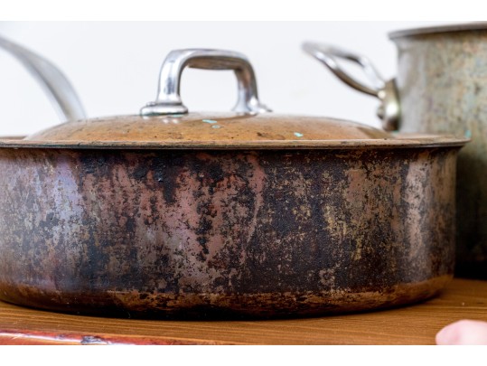 Lot Of Three Mauviel Vintage Lidded Pots And Pans