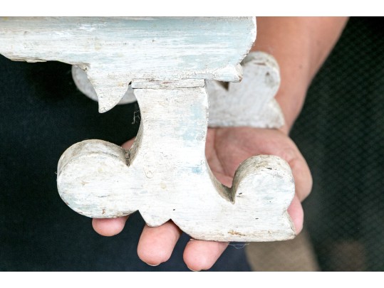 Antique Painted Carved Step Stool