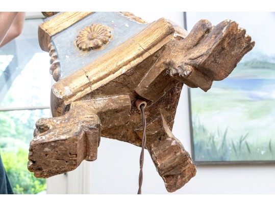 Vintage Hand Carved Wood Gesso And Gilt Decorated Electrified Floor Lamp