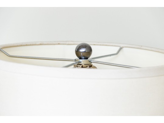 Pair Of Chrome Finished Bottle Form Table Lamps