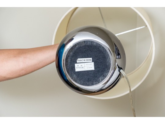 Pair Of Chrome Finished Bottle Form Table Lamps