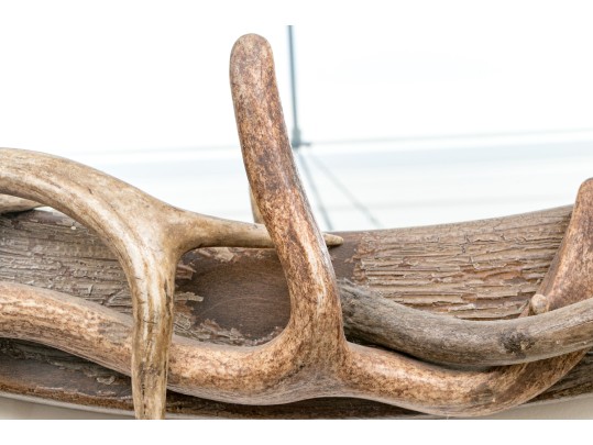 Fabulous Faux Antler Decorated Oval Framed Mirror