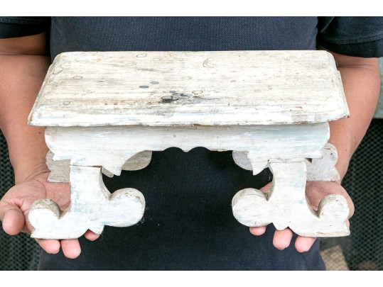 Antique Painted Carved Step Stool