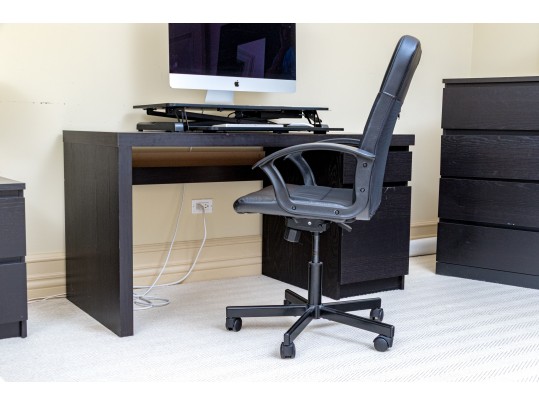 Ikea Black Finished Desk With Office Chair
