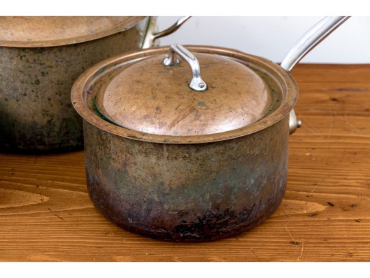 Lot Of Three Mauviel Vintage Lidded Pots And Pans