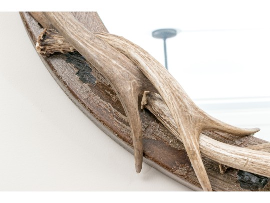 Fabulous Faux Antler Decorated Oval Framed Mirror