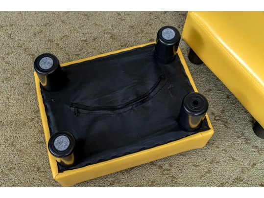 Vibrant Pair Of Yellow Upholstered Foot Stools