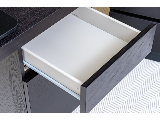 Ikea Black Finished Desk With Office Chair