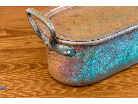 Antique Copper And Brass Lidded Fish Boiler