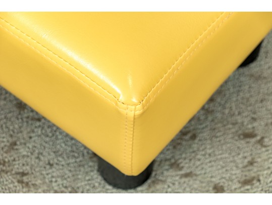 Vibrant Pair Of Yellow Upholstered Foot Stools