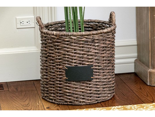 Decorative Woven Planter Basket With Faux Tropical Plant