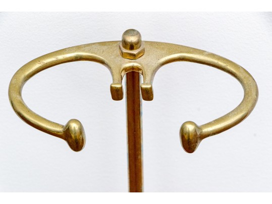 Semi-Antique Brass Fireplace Tools On Stand