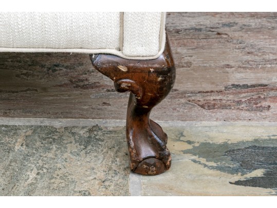 Custom Upholstered Camelback Settee