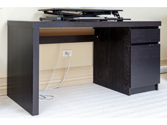 Ikea Black Finished Desk With Office Chair