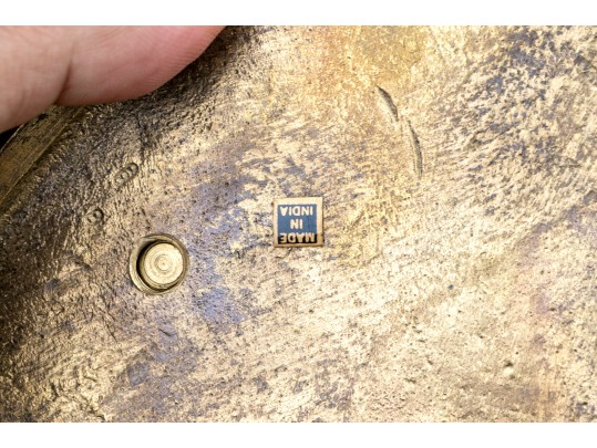 Semi-Antique Brass Fireplace Tools On Stand