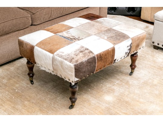 Vintage Hide Upholstered Ottoman
