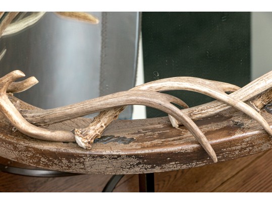 Fabulous Faux Antler Decorated Oval Framed Mirror