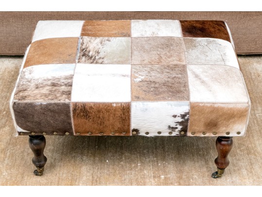 Vintage Hide Upholstered Ottoman