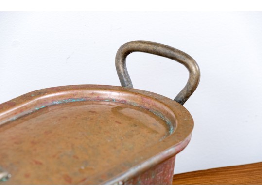 Antique Copper And Brass Lidded Fish Boiler
