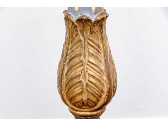 Vintage Hand Carved Wood Gesso And Gilt Decorated Electrified Floor Lamp