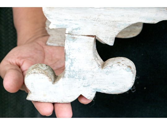 Antique Painted Carved Step Stool