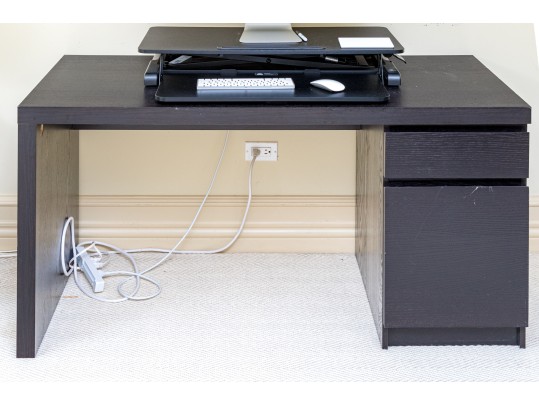 Ikea Black Finished Desk With Office Chair