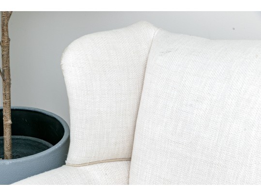 Custom Upholstered Camelback Settee