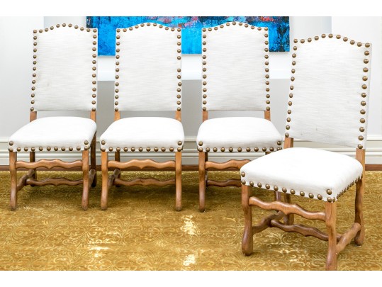 Set Of Four Solid Fruitwood Louis XIII Style Side Chairs