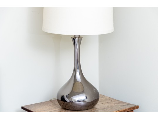Pair Of Chrome Finished Bottle Form Table Lamps
