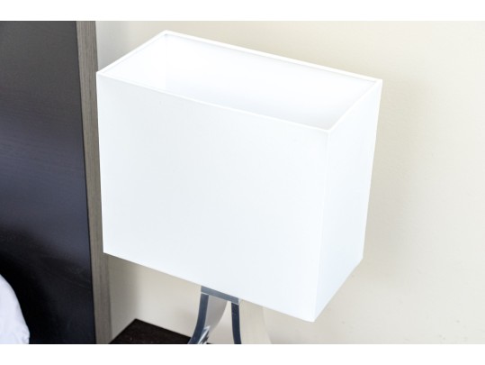 Set Of Three Of Intertek Chrome Finished Table Lamps