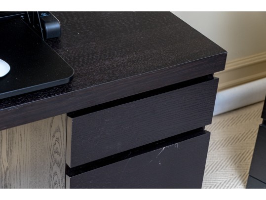 Ikea Black Finished Desk With Office Chair
