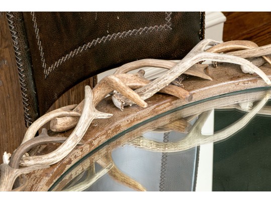 Fabulous Faux Antler Decorated Oval Framed Mirror