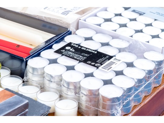 Group Of Candles, Candle Holders, And Coasters