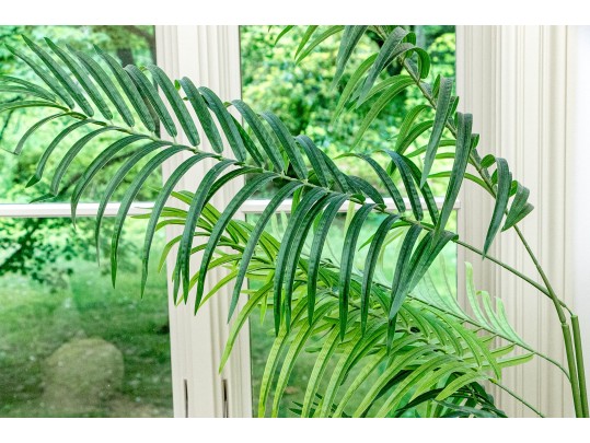 Decorative Woven Planter Basket With Faux Tropical Plant