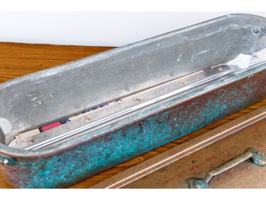 Antique Copper And Brass Lidded Fish Boiler