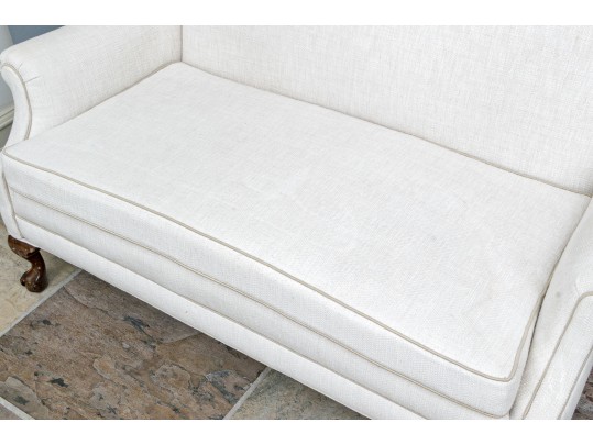 Custom Upholstered Camelback Settee