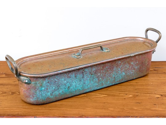 Antique Copper And Brass Lidded Fish Boiler