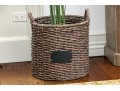 Decorative Woven Planter Basket With Faux Tropical Plant