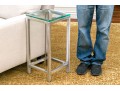 Brushed Aluminum And Glass Top Accent Side Table