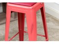 Fabulous Pair Of Red Barstools With Vegan Leather Seat Cushions