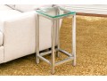 Brushed Aluminum And Glass Top Accent Side Table