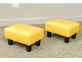 Vibrant Pair Of Yellow Upholstered Foot Stools