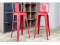 Fabulous Pair Of Red Barstools With Vegan Leather Seat Cushions