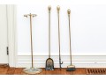 Semi-Antique Brass Fireplace Tools On Stand