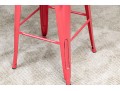 Fabulous Pair Of Red Barstools With Vegan Leather Seat Cushions