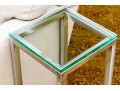 Brushed Aluminum And Glass Top Accent Side Table