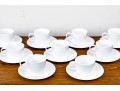 Set Of Seventeen Crate & Barrel Coffee Mugs And Saucers