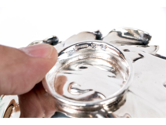 Pair Of Christofle Silver Leaf Form Dishes