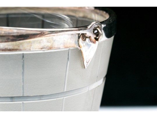 Charming Silver Plate Mounted Frosted Glass Ice Bucket