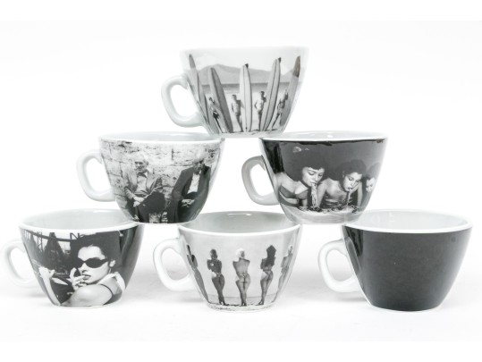 Set Of Six Harvey Nichols Foodmarket Ceramic Coffee Mugs